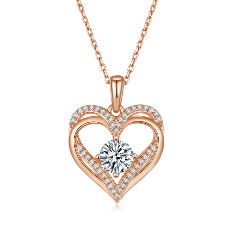圆形爱心PendantS925银Moissanite厘石D级1.2ct
